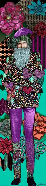 Free printable Christmas bookmarks of a high fashion Santa